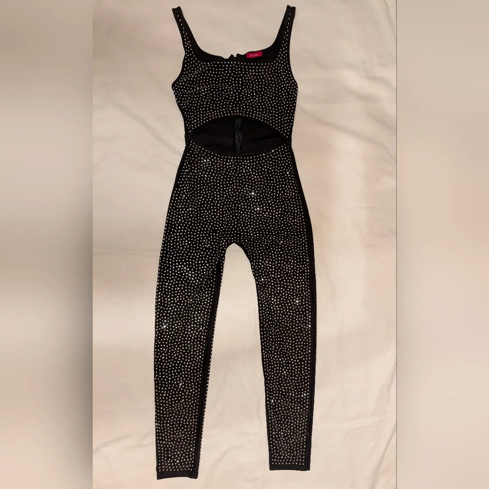 NWT Hot Miami Styles Sparkly Rhinestone Cut-Out Women's Jumpsuit - Picture 3 of 12